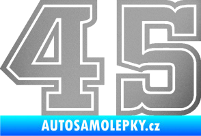Samolepka Startovní číslo 45 typ 5 stříbrná metalíza