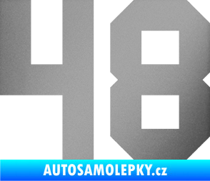 Samolepka Startovní číslo 48 stříbrná metalíza