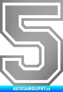 Samolepka Startovní číslo 5 typ 4 stříbrná metalíza