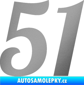 Samolepka Startovní číslo 51 typ 3 stříbrná metalíza