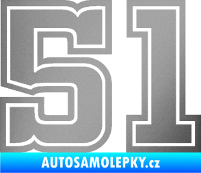 Samolepka Startovní číslo 51 typ 5 stříbrná metalíza
