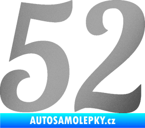 Samolepka Startovní číslo 52 typ 3 stříbrná metalíza