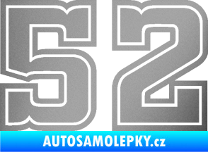 Samolepka Startovní číslo 52 typ 5 stříbrná metalíza