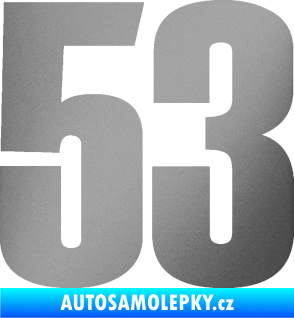 Samolepka Startovní číslo 53 typ 2  stříbrná metalíza