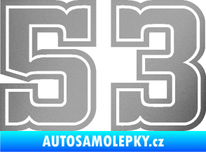 Samolepka Startovní číslo 53 typ 5 stříbrná metalíza