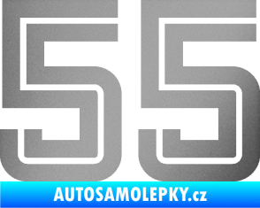 Samolepka Startovní číslo 55 typ 7 stříbrná metalíza