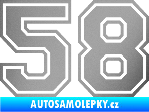 Samolepka Startovní číslo 58 typ 4 stříbrná metalíza
