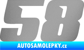 Samolepka Startovní číslo 58 typ 6 stříbrná metalíza