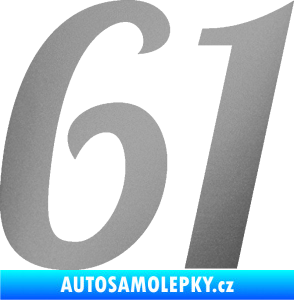 Samolepka Startovní číslo 61 typ 3 stříbrná metalíza