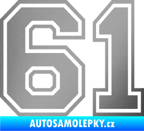 Samolepka Startovní číslo 61 typ 4 stříbrná metalíza