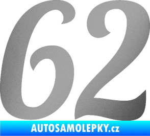 Samolepka Startovní číslo 62 typ 3 stříbrná metalíza