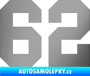 Samolepka Startovní číslo 62 stříbrná metalíza