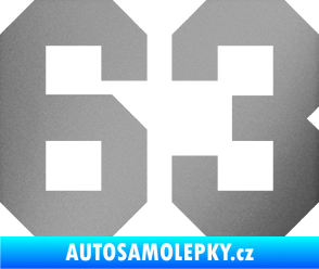 Samolepka Startovní číslo 63 stříbrná metalíza