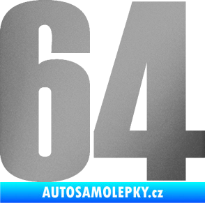Samolepka Startovní číslo 64 typ 2    stříbrná metalíza