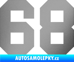 Samolepka Startovní číslo 68 stříbrná metalíza