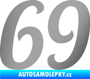 Samolepka Startovní číslo 69 typ 3 stříbrná metalíza