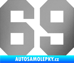 Samolepka Startovní číslo 69 stříbrná metalíza