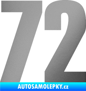 Samolepka Startovní číslo 72 typ 2   stříbrná metalíza