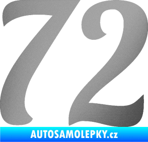 Samolepka Startovní číslo 72 typ 3   stříbrná metalíza