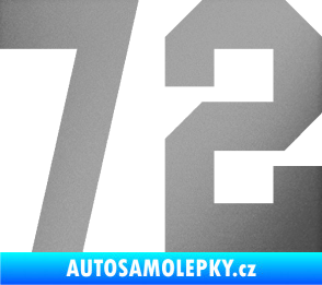 Samolepka Startovní číslo 72 stříbrná metalíza