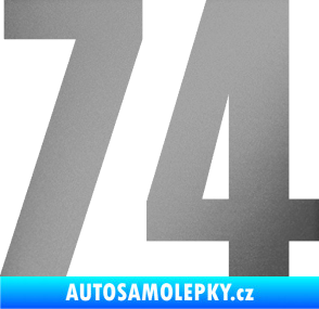 Samolepka Startovní číslo 74 typ 2     stříbrná metalíza