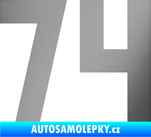Samolepka Startovní číslo 74 stříbrná metalíza