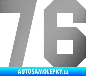 Samolepka Startovní číslo 76 stříbrná metalíza