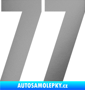 Samolepka Startovní číslo 77 typ 2        stříbrná metalíza