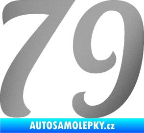 Samolepka Startovní číslo 79 typ 3   stříbrná metalíza
