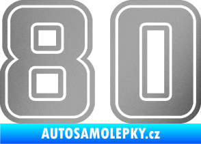 Samolepka Startovní číslo 80 typ 5 stříbrná metalíza