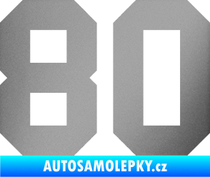 Samolepka Startovní číslo 80 stříbrná metalíza