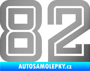 Samolepka Startovní číslo 82 typ 7 stříbrná metalíza