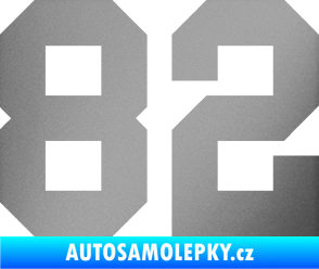 Samolepka Startovní číslo 82 stříbrná metalíza