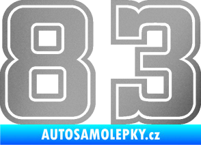 Samolepka Startovní číslo 83 typ 5 stříbrná metalíza