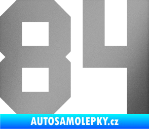 Samolepka Startovní číslo 84 stříbrná metalíza