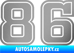 Samolepka Startovní číslo 86 typ 5 stříbrná metalíza