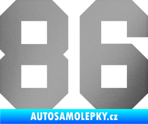 Samolepka Startovní číslo 86 stříbrná metalíza