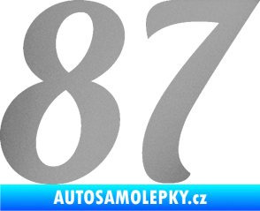 Samolepka Startovní číslo 87 typ 3   stříbrná metalíza