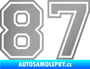Samolepka Startovní číslo 87 typ 4 stříbrná metalíza