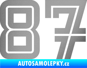 Samolepka Startovní číslo 87 typ 7 stříbrná metalíza