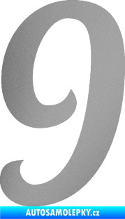 Samolepka Startovní číslo 9 typ 3 stříbrná metalíza