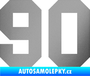 Samolepka Startovní číslo 90 stříbrná metalíza