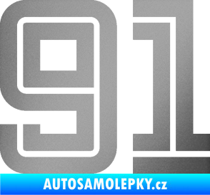 Samolepka Startovní číslo 91 typ 7 stříbrná metalíza
