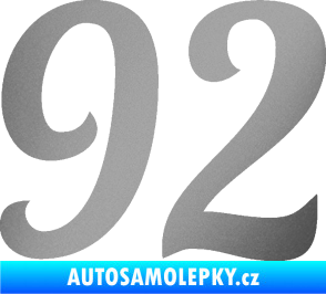 Samolepka Startovní číslo 92 typ 3   stříbrná metalíza