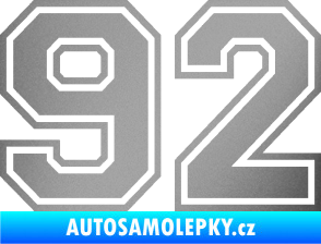 Samolepka Startovní číslo 92 typ 4 stříbrná metalíza