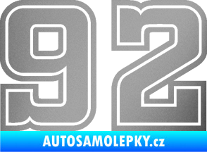 Samolepka Startovní číslo 92 typ 5 stříbrná metalíza