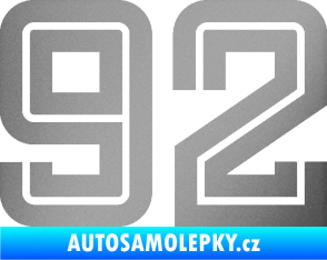 Samolepka Startovní číslo 92 typ 7 stříbrná metalíza