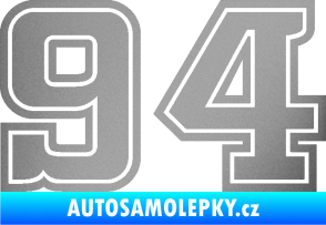 Samolepka Startovní číslo 94 typ 5 stříbrná metalíza