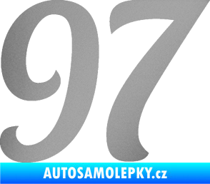 Samolepka Startovní číslo 97 typ 3   stříbrná metalíza