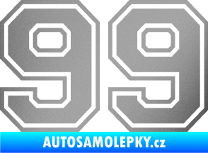 Samolepka Startovní číslo 99 typ 4 stříbrná metalíza